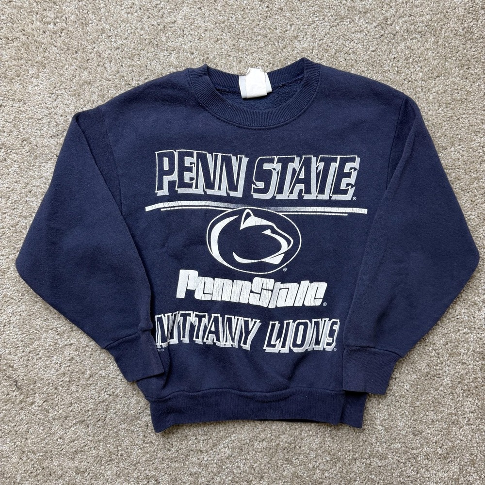 Vintage Penn State Nittany Lions Sweatshirt Boys 8 Blue NCAA Football CSA 90s